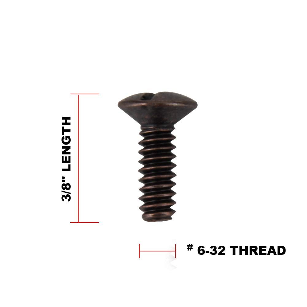 3/8" Long 6-32 Thread Oval Head Milled Slot Replacement Wall Plate Screws, 30-Pack, Bronze Finish