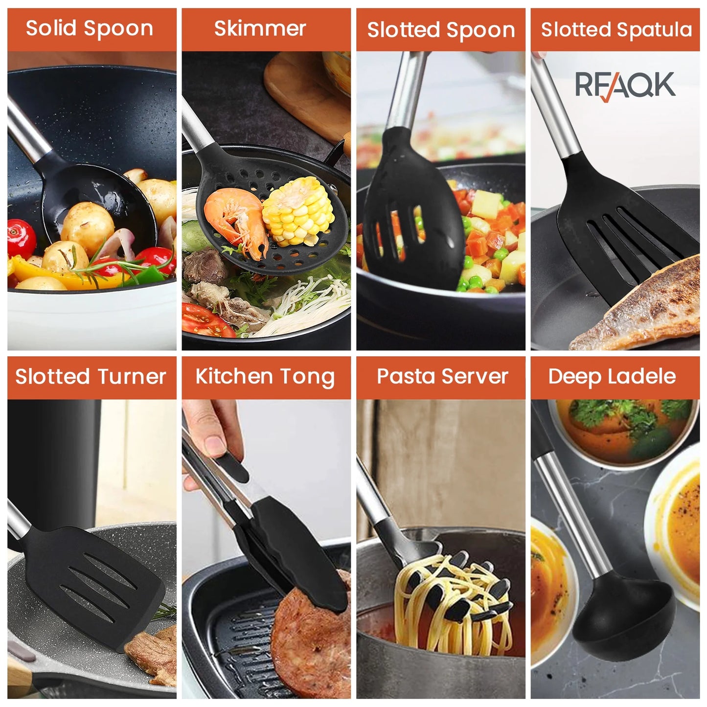 Silicone Kitchen Cooking Utensil Set with Holder, 40Pcs Heat Resistant Set for Nonstick Cookware, Kitchen Gadgets Includes Can Opener, Potato Masher & Peeler, Tongs,Spatulas,Pizza Cutter & More