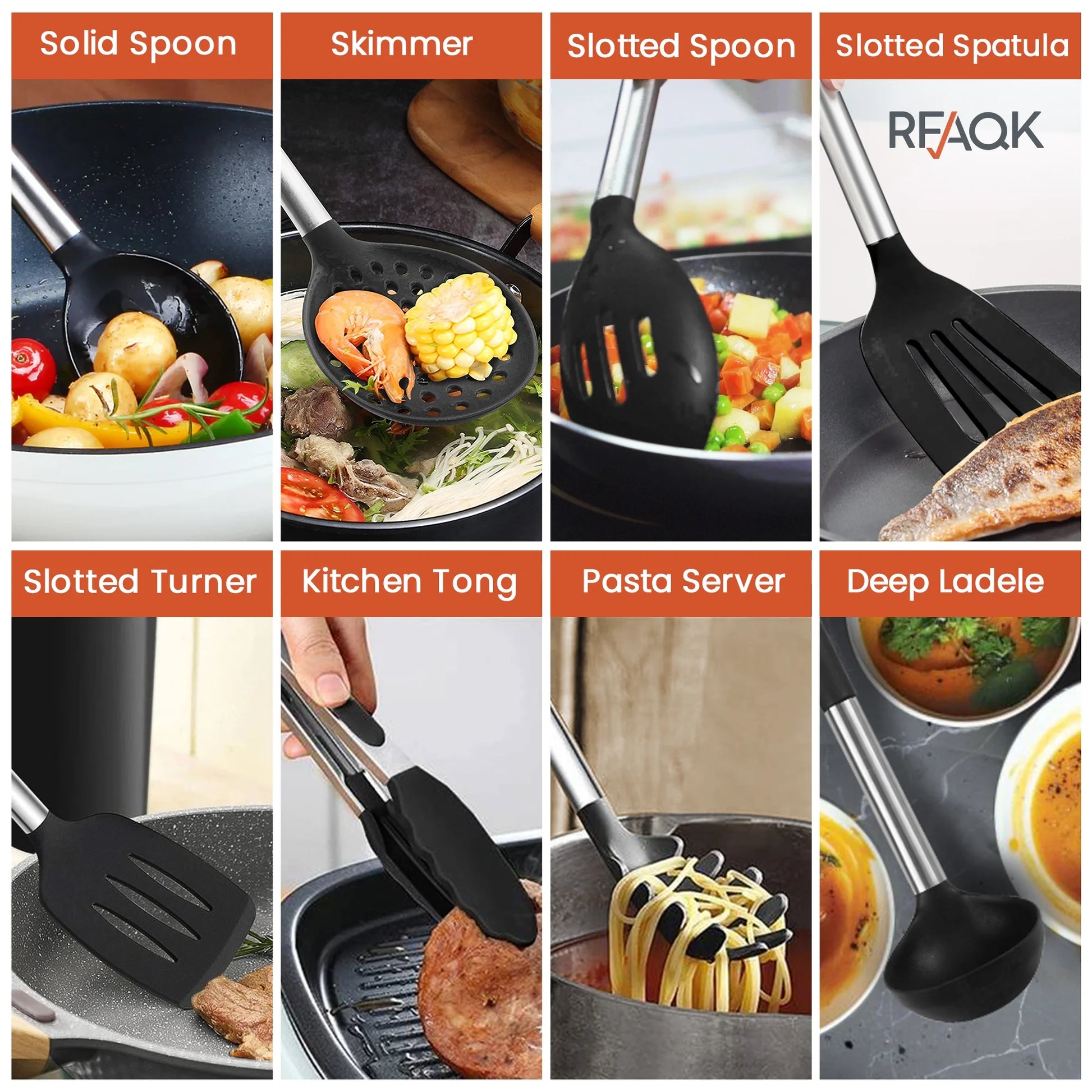 Silicone Kitchen Cooking Utensil Set with Holder, 40Pcs Heat Resistant Set for Nonstick Cookware, Kitchen Gadgets Includes Can Opener, Potato Masher & Peeler, Tongs,Spatulas,Pizza Cutter & More