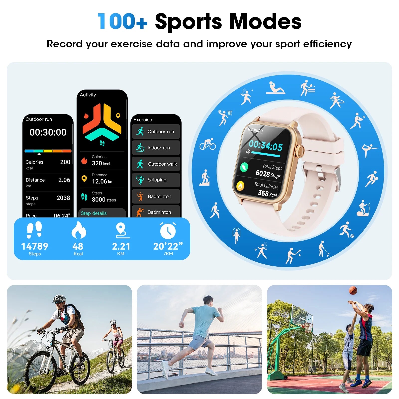 2025 New Extra Long Battery Smartwatch (Answer/Make Calls/600Mah/ 100+ Sport Modes), 1.85-Inch, with Activity Fitness Tracker, Fits for Android and Iphone Devices（Pink）