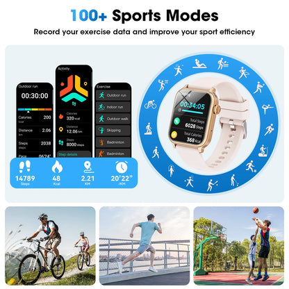 2025 New Extra Long Battery Smartwatch (Answer/Make Calls/600Mah/ 100+ Sport Modes), 1.85-Inch, with Activity Fitness Tracker, Fits for Android and Iphone Devices（Pink）